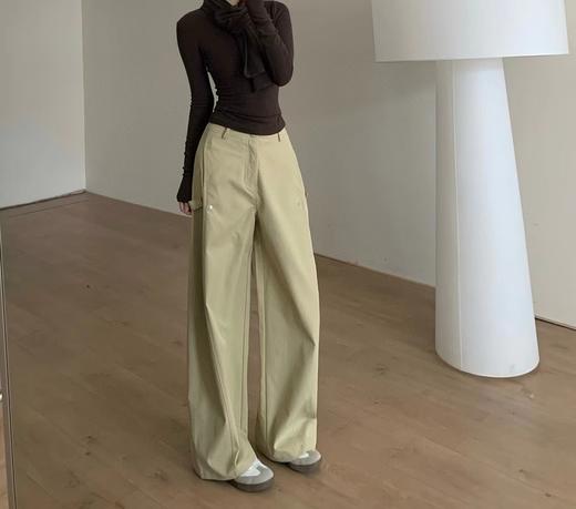 F030678松弛感高腰立体剪裁垂坠感藏肉显瘦工装阔腿裤 商品图4