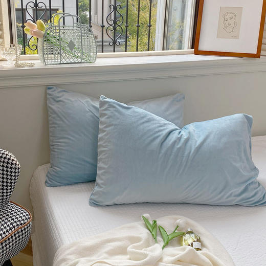 日式无印天鹅绒枕套良品单品枕头套子纯色保暖柔软单品枕套一对 商品图3