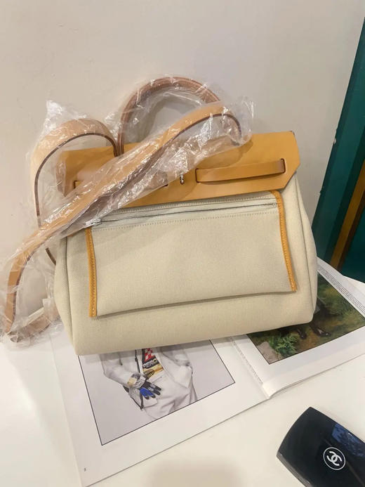 爱马仕 herbag31 帆布拼皮 米白拼棕 单肩包 商品图1