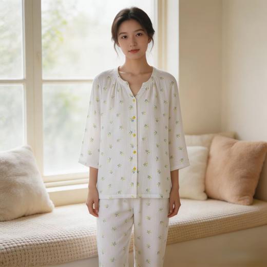 【棉纱竹纤维】SCHIESSER德国舒雅女夏季新款透气吸汗七分袖九分裤套装棉竹纤维双层纱布  50%棉 50%竹纤维 31/26510H 商品图5