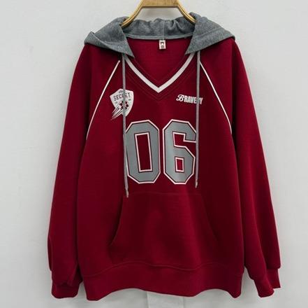 NC连帽抽绳V领长袖卫衣50923（红）冬季154011610321 商品图0