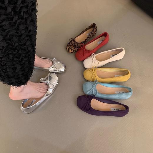 【54.9/双】法式复古软底单鞋银色女鞋子夏季瓢鞋晚风蝴蝶结平底鞋红色奶奶鞋聚★为爱严选 商品图1