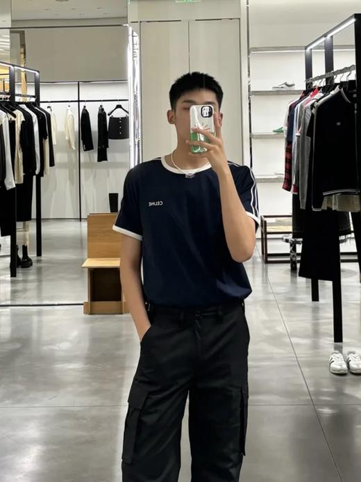 赛琳 25ss经典织带短袖T恤 男女同款 黑色/蓝色（DY） 商品图1