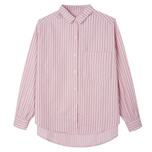 条纹衬衫女长袖2026春装新款上衣针织披肩上衣设计感女式衬衣   MJ-51076 商品图4