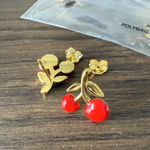 F030656新年红红火火925纯银针甜美百搭樱桃耳钉 商品图4