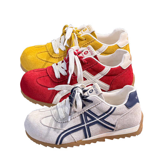 西遇复古红色内增高德训鞋女2026新款春季平底透气百搭休闲板鞋P0066298 商品图4