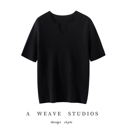 剪刀领~100羊毛岛精无缝120S精仿德国扬子纱短袖 商品图3