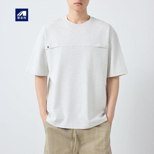 墨麦客男装高智通勤圆领短袖t恤男2026春夏新款宽松男士T恤75191. 商品图0