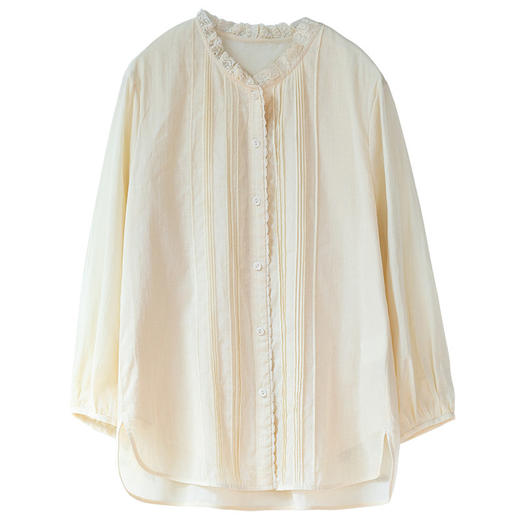 牧衣游原创 100支新疆长绒棉炒色打条衬衫七分袖文艺衬衣 川上织 商品图4