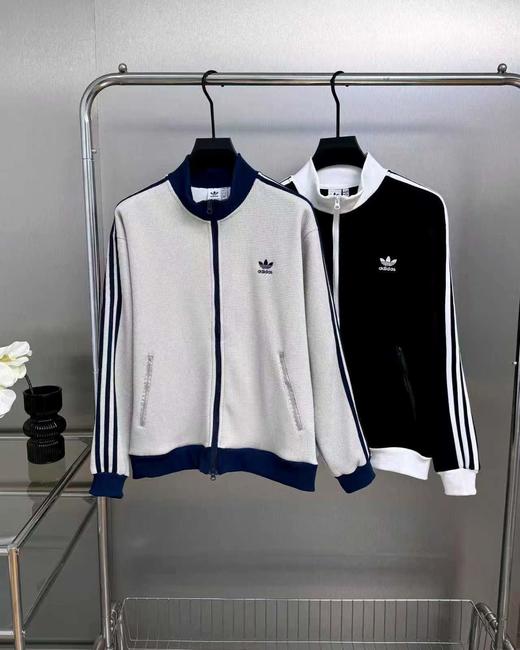 F030648男女同款针织华夫格立领运动宽松夹克外套 商品图0