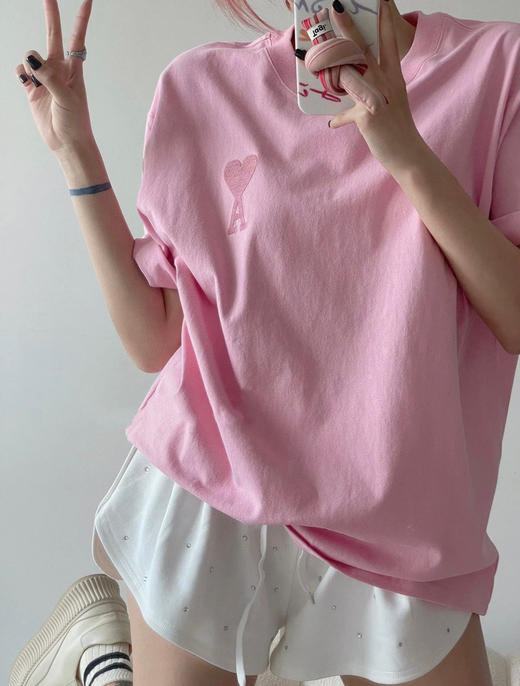 原单𝐀𝐦𝐢马卡龙爱心情侣短袖 商品图3