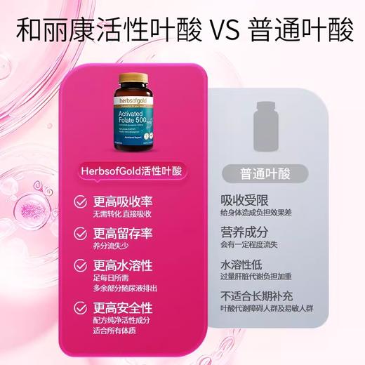 HerbsofGold和丽康活性叶酸胶囊 60粒 商品图3