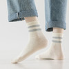 日式无印女双线运动中筒袜良品纯色双杠女生袜子运动休闲透气袜 商品缩略图2