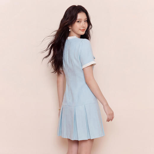奢姿2026大码女装肌理感小香风连衣裙胖妹妹夏季减龄百褶A字裙9962894502 商品图4