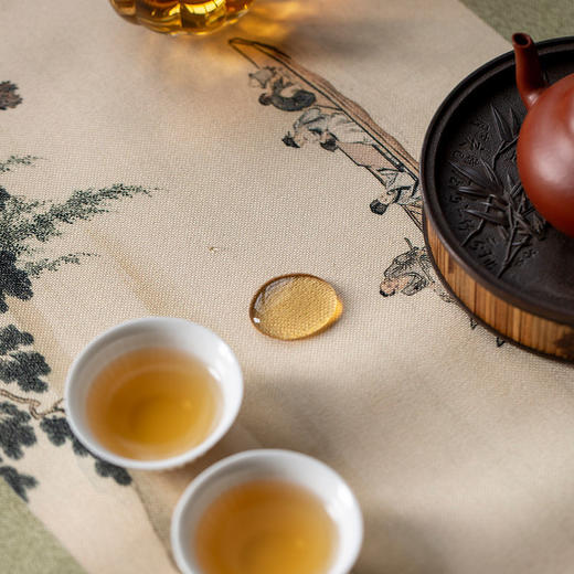 彩绘青云茶席/防水布禅意桌旗中式茶桌布茶垫茶艺功夫茶具茶道配件 商品图4