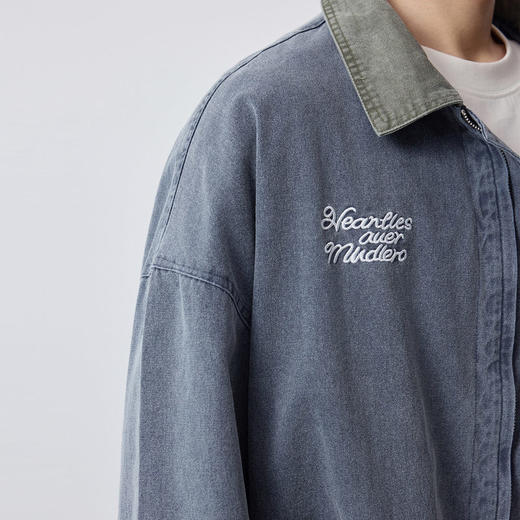 墨麦客男装美式休闲做旧男款外套2026春季新款撞色刺绣夹克81588. 商品图3