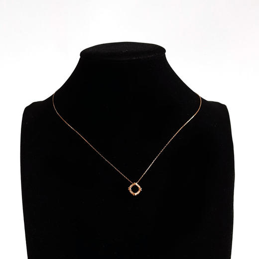 【天然正品】AU750玫瑰金简约时尚群镶钻石吊坠项链 10.2*10.2*4.7MM 链长：45CM（长度可调节）300126NJS18 商品图5