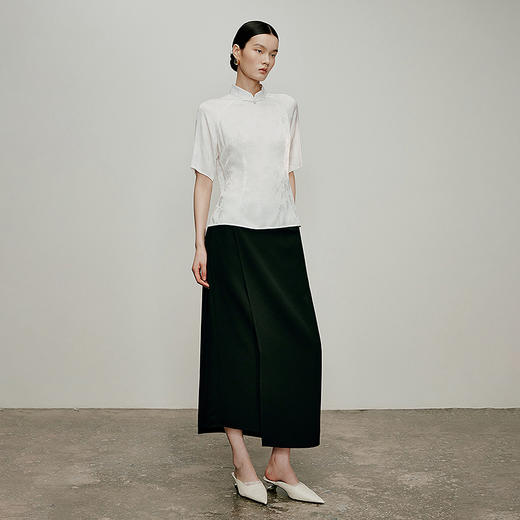 【林栖设计小店】朝花漫舞|米白色优雅提花修身显瘦2026春新款新中式衬衣1961060 商品图4