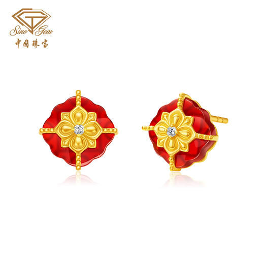 「金钿点睛」黄金足金同心钿耳饰 商品图2