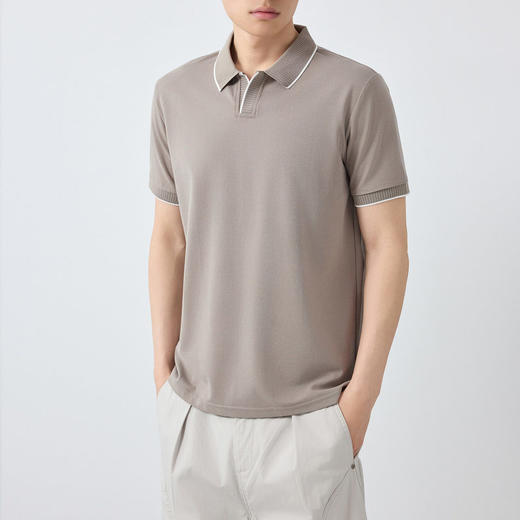 墨麦客男装高智通勤撞色Polo衫2026春季新款小V领男士polo衫75269 商品图2