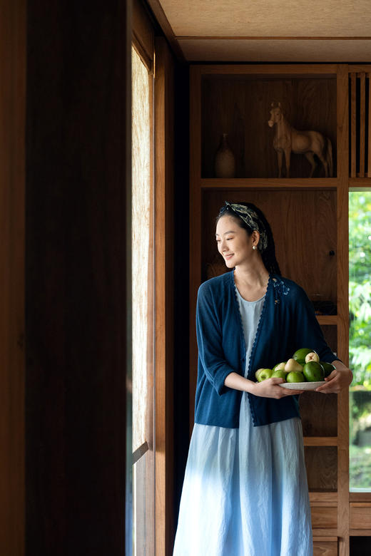 牧衣游原创 手工刺绣棉麻混纺薄毛织外套新款休闲百搭开衫 几春 商品图5