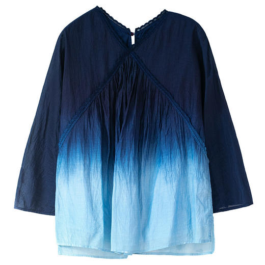 艺术家联名款 牧衣游原创吊蓝染丝棉小衫古朴文艺植物染上衣 寻途 商品图4