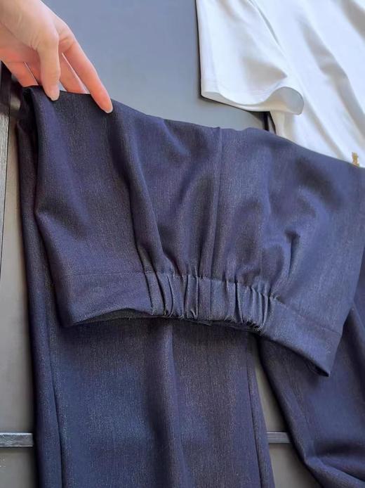 F030675深蓝色窄版牛仔裤烟管裤气质老钱风普洗蓝高腰直筒休闲裤 商品图14