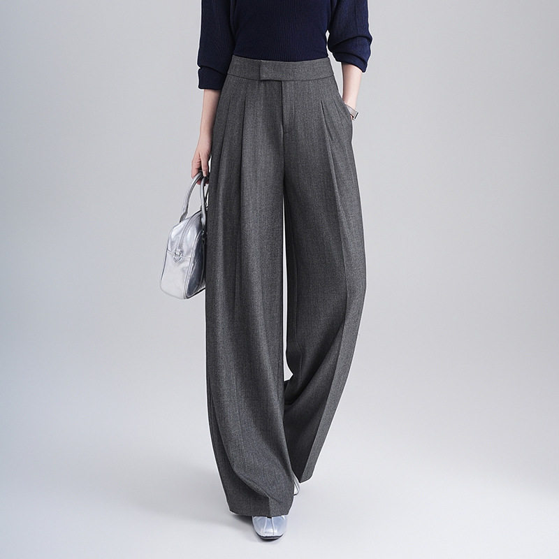 「高货rg」全新升级【铂金会员201/天猫269/差价68】(14601)洛诗琳气质百搭阔腿裤2026春季高级感斜插口袋休闲西装裤