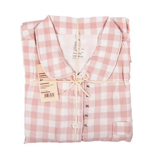 日式无印法兰绒家居服良品情侣睡衣小格纹全棉睡衣绒布居家服格子 商品图0