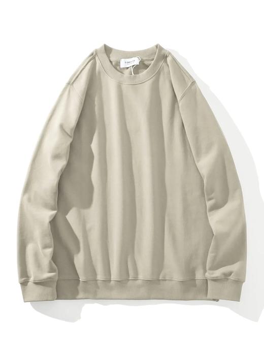 F030604抓绒保暖套头衫纯色阿美咔叽风休闲圆领长袖卫衣 商品图6