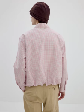 Simple Project/Y2634/气球版型半开襟小翼领格纹衬衫