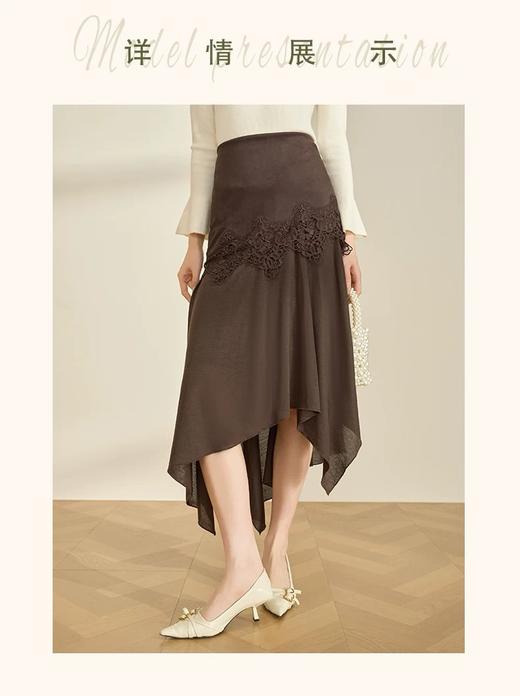 法式蕾丝拼接针织不规则下摆半身裙女2026季新款通勤裙s-xl 商品图2