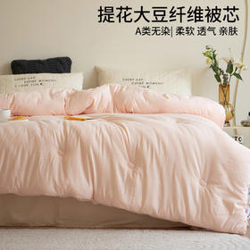 日式无印双小奶豆被子良品纯色春秋被大豆被秋冬被芯提花柔软双人