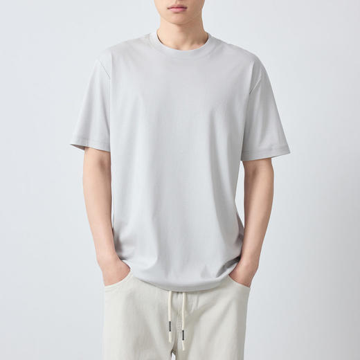 墨麦客男装高智通勤50支200gT恤男凉感基础纯色男士短袖75267. 商品图1