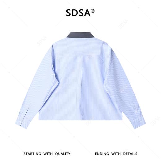 SDSA男装2026新款高贵轻奢韩系小众设计条纹拼接翻领长袖衬衫百搭 商品图4