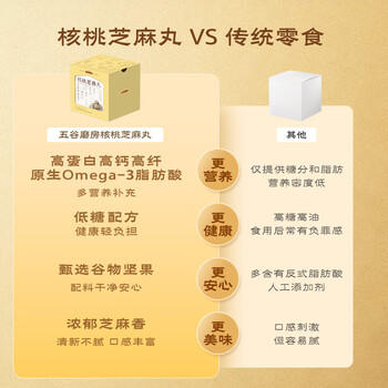 五谷磨房核桃芝麻丸儿童即食零食黑芝麻丸84g 商品图0
