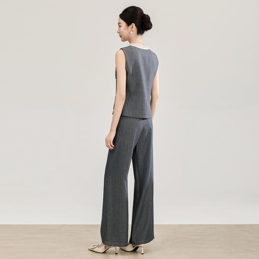 「高货wl」全新升级【铂金会员404/天猫549/差价145】(99835)洛诗琳2026春季通勤钉珠圆领天丝麻马甲气质阔腿裤套装 商品图1