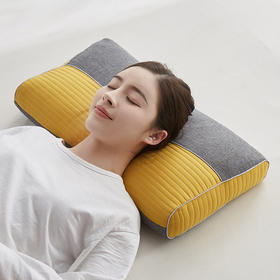 日式无印立体针织棉荞麦枕头吸汗透气护颈枕芯可拆洗批拼色款