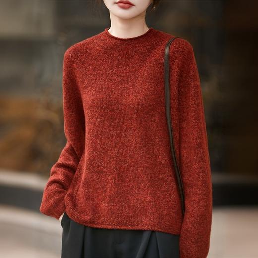 一线成衣~无缝圆领卷面花纱天丝羊绒套衫女上衣 商品图3