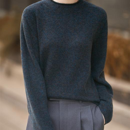 一线成衣~无缝圆领卷面花纱天丝羊绒套衫女上衣 商品图1