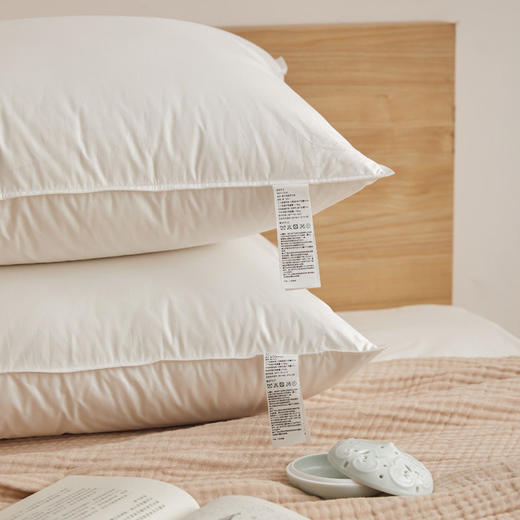 日式无印90白鸭绒枕芯良品羽绒枕头白色柔软蓬松酒店枕芯全棉60支 商品图1