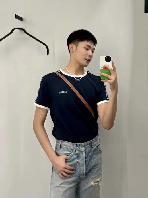 赛琳 25ss经典织带短袖T恤 男女同款 黑色/蓝色（DY） 商品图4