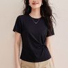 2026夏新短袖T恤女丝光棉正肩纯色修身扭结不对称上衣设计感上衣   BY-W27 商品缩略图2