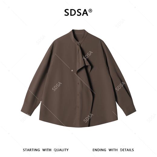 SDSA男装2026新款高贵轻奢设计师纯色立领长袖衬衫百搭复古衬衣 商品图0
