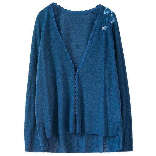 牧衣游原创 手工刺绣棉麻混纺薄毛织外套新款休闲百搭开衫 几春 商品图4