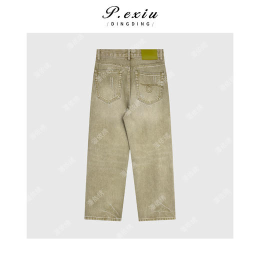 PanYiXiu/潘依绣100%棉重工水洗磨破做旧直筒显瘦牛仔裤S88125 商品图2