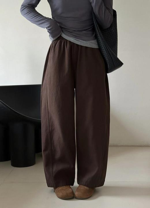 F030673水洗棉阔腿工装裤女遮肉显瘦松紧高腰直筒裤 商品图6