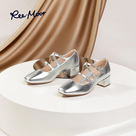 REEMOOR睿慕新款粗跟交叉带法式玛丽珍鞋仙女风单鞋R2V558 商品图9