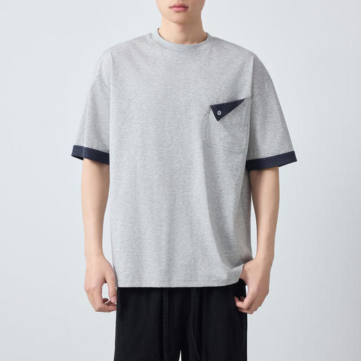 墨麦客男装城市运动撞色圆领t恤男2026夏新款宽松男士短袖75226. 商品图1