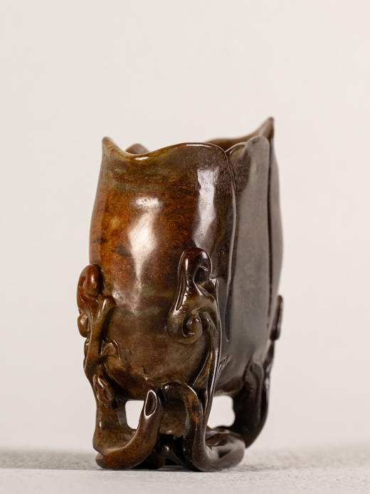 清	寿山石雕灵芝兰花杯摆件 商品图3